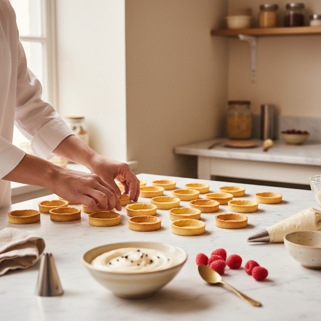 Mermer tezgâhta elde işlenen butik kurabiyeler